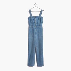 Madewell : Denim Stitched-Strap Jumpsuit